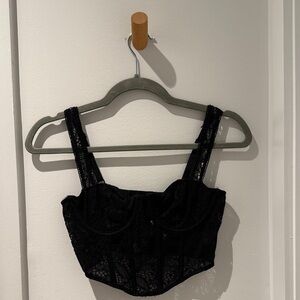 Black Lace Bustier Crop Top